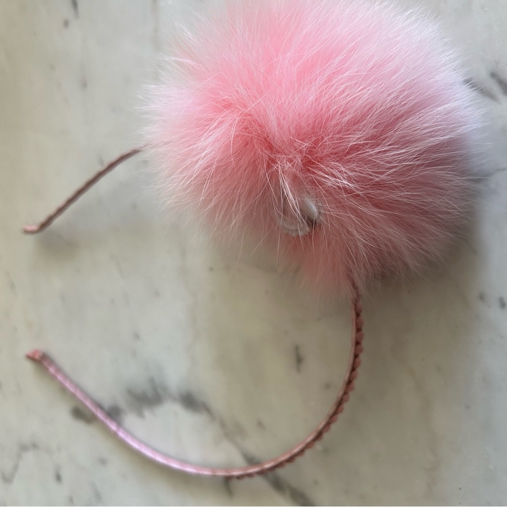 Light pink poof headband with rhinestones